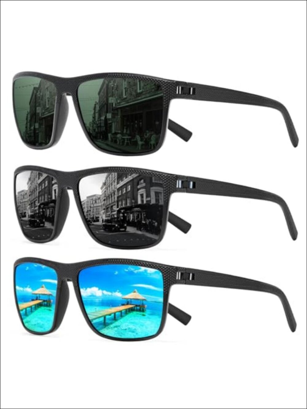 Polarized Sunglasses Lightweight Rectangular Frame UV Protection